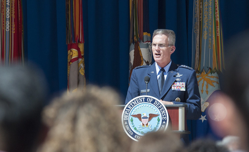 Air Force Gen. Paul J. Selva, vice chairman of the Joint Chiefs of Staff, speaksat a 9/11 ceremony