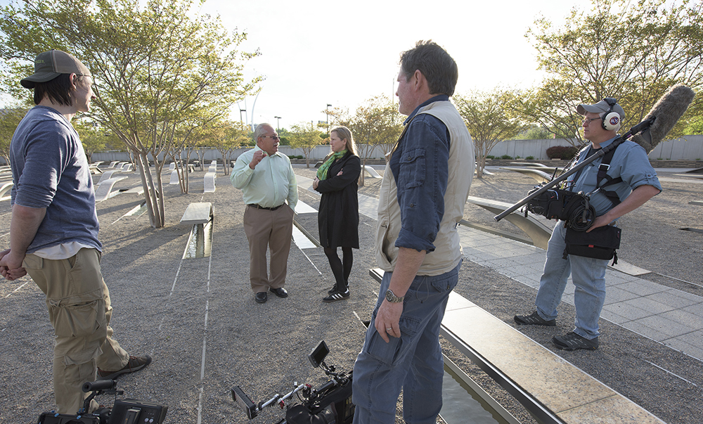 Production Company Lone Wolf sets up shots for a Pentagon 9/11 documentary