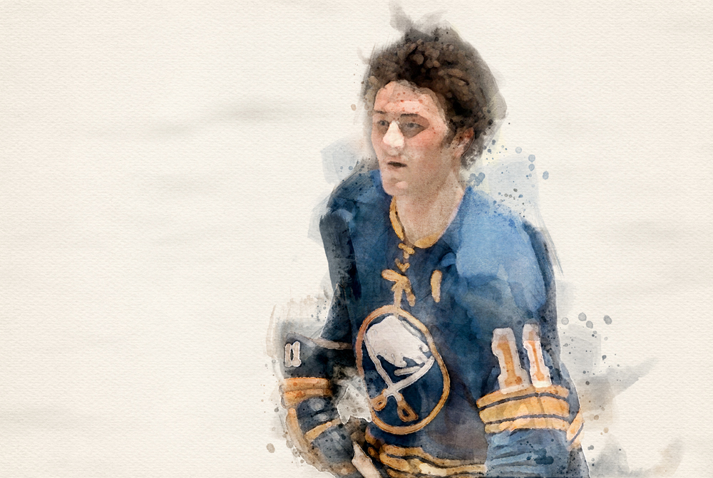 Photo illustration of Gilbert Perreault of the Buffalo Sabres