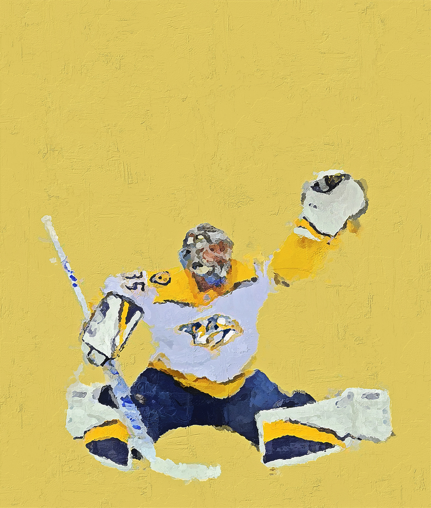 Photo illustration of Pekka Rinne of the Nashville Predators