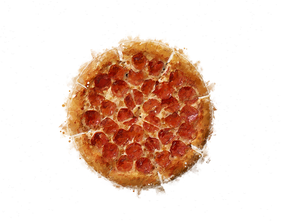 Photo illustration of pepperoni pizza